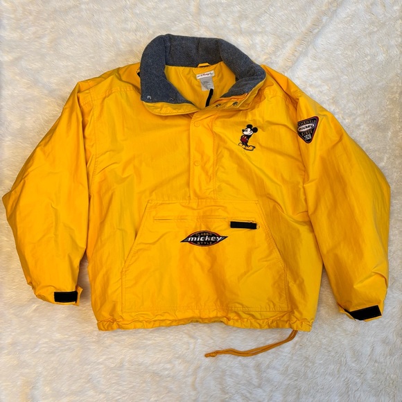 Disney Jackets & Blazers - Vintage The Disney Store Yellow Mickey Mouse 1/4 Zip Pullover Parka Coat XL